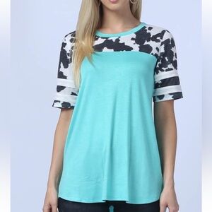 Cow Print- Mint